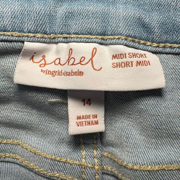 Women’s Isabel by Ingrid & Isabel Maternity Denim Midi Shorts Size 14 Light Wash - Picture 3 of 4